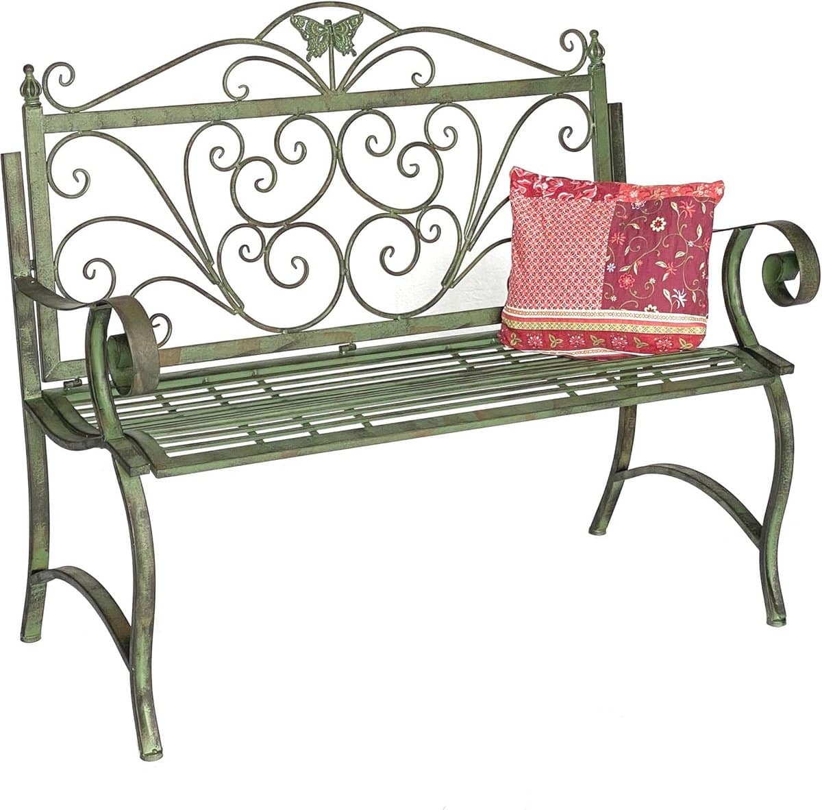 elegante weerbestendige tuinbank 2 zits metaal patina groen 120 cm