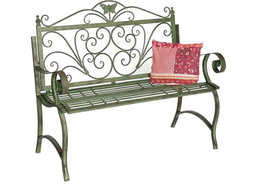 Elegante Weerbestendige Tuinbank 2-zits Metaal Patina Groen 120 cm