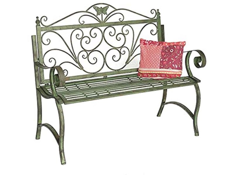 Elegante Weerbestendige Tuinbank 2-zits Metaal Patina Groen 120 cm