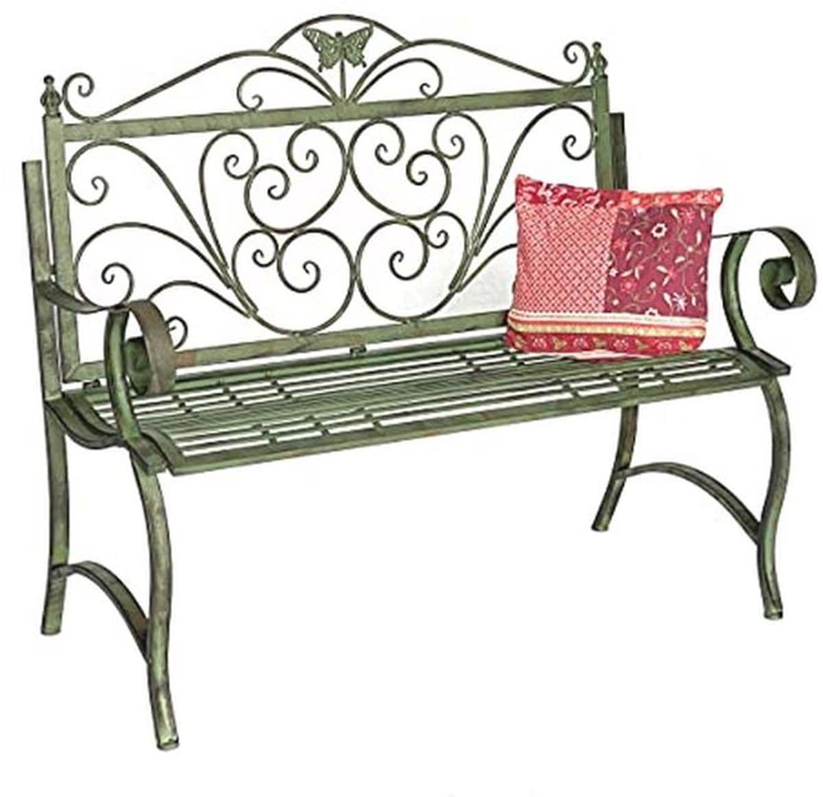 elegante weerbestendige tuinbank 2 zits metaal patina groen 120 cm