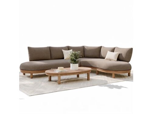 Eleganza organische hoek loungeset 3 delig hardhout