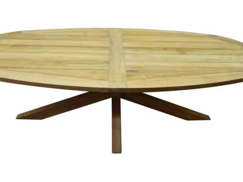 Ellips dining tuintafel 280x130xH76 cm met kruispoot teak
