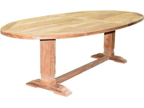 Ellips dining tuintafel 280x130xH77 cm teak 12x12 poot