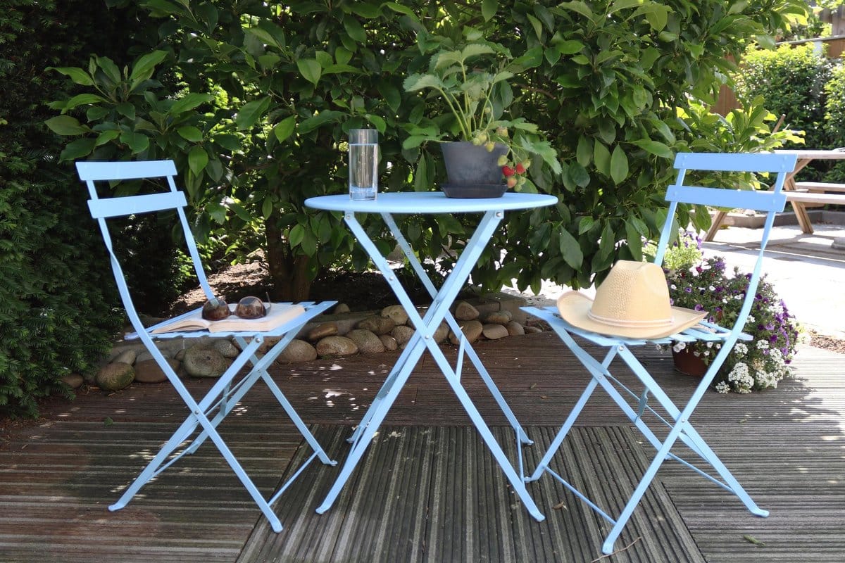 esschert bistroset metaal blauwtinten 3 delig