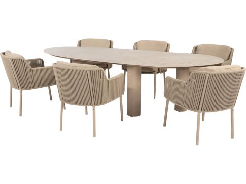 Estate Bernini dining tuinset 240x105xH75 cm mango 7 delig keramiek