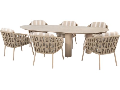 Estate Beverly dining tuinset 240x105xH75 cm mango 7 delig keramiek