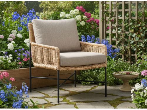 Estoril lounge chair black steel/natural wicker Eurofar - Eurofar