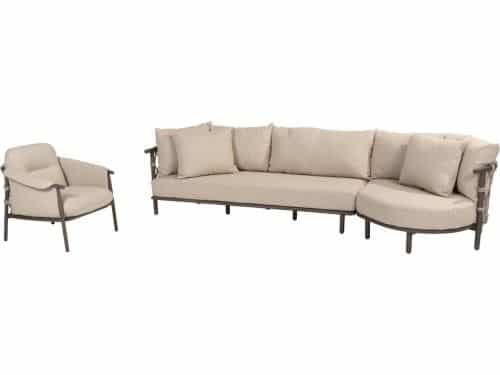 Ezra chaise longue organische loungeset 3 delig terre 4 Seasons