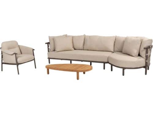 Ezra chaise longue organische loungeset 4 delig teak terre 4