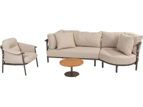 Ezra chaise longue organische loungeset 4 delig teak terre 4