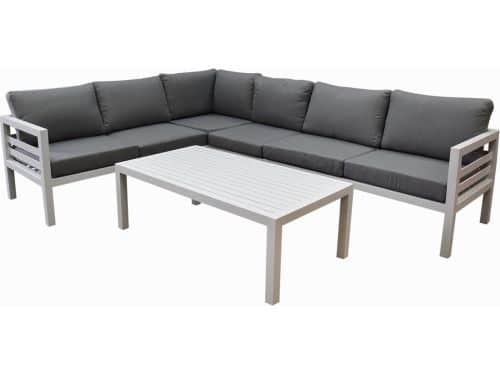 Fabri hoek loungeset 5 delig aluminium wit