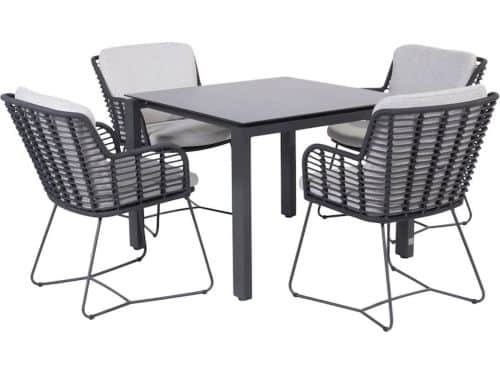 Fabrice Goa dining tuinset 95x95xH75 cm 5 delig slate antraciet