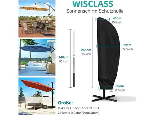 Famanu - Parasol beschermhoes, parasolhoes voor 2 tot 4 m