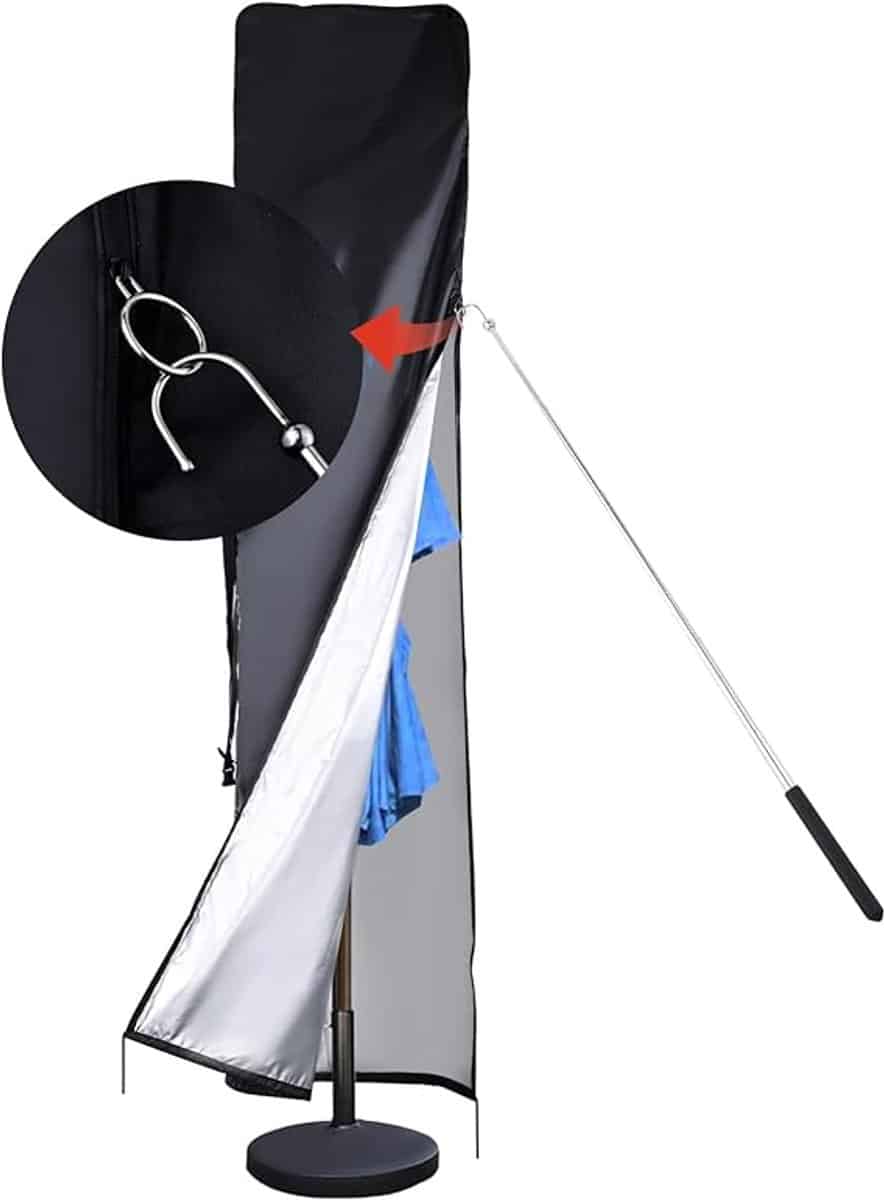 famanu waterdichte terrasparasolhoes voor buiten met ventilatieopening, duwstang