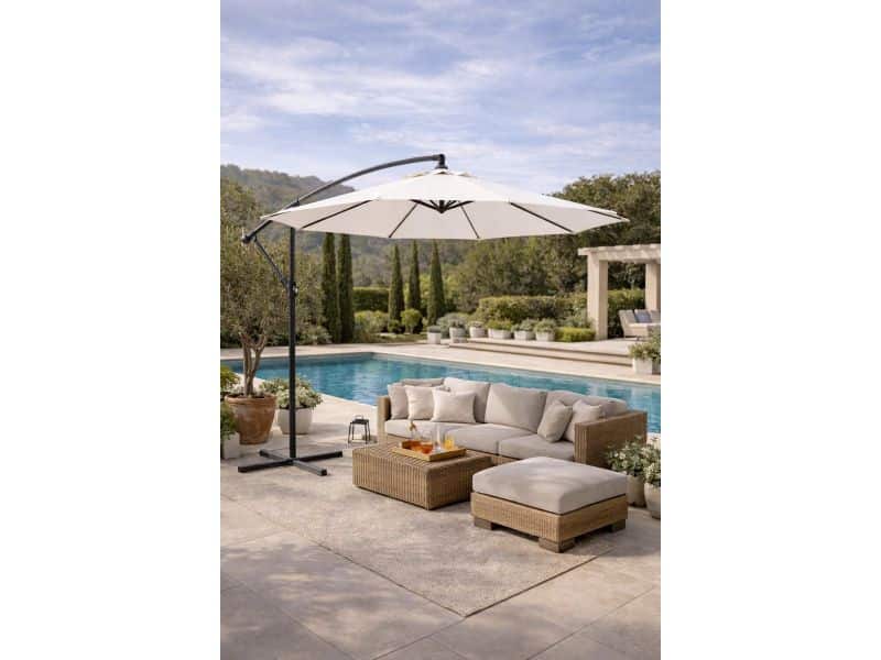 Fameilleur Zweefparasol Wit 300 cm - Grote Ronde Zweef parasol