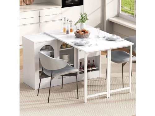 Flexibele Uittrekbare Bartafel met 360° Draaibaar Tafelblad en Opbergruimte