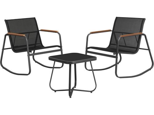FurnStar - Tuinmeubelset - 2 Schommelstoelen met Tafel - Balkonset