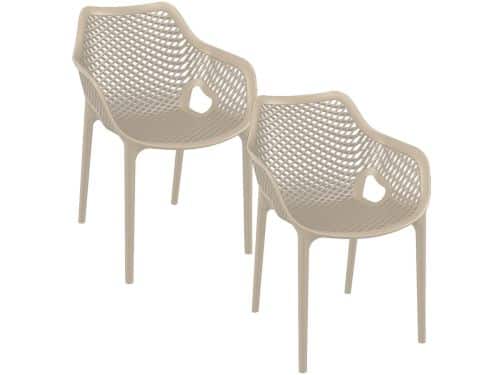 Garden Impressions Air XL design tuinstoel taupe - 2 stuks