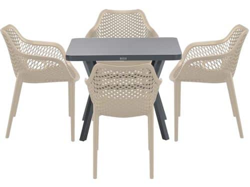 Garden Impressions Air XL tuinset 5-delig taupe - Mina tuintafel