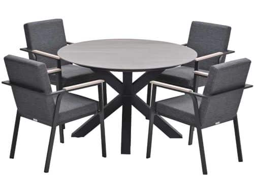 Garden Impressions Angela tuinset 5-delig - Duuk tuintafel Ø120 cm