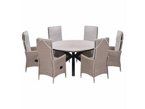 Garden Impressions Collin tuinset 7-delig - Tulli tuintafel Ø148x75 cm