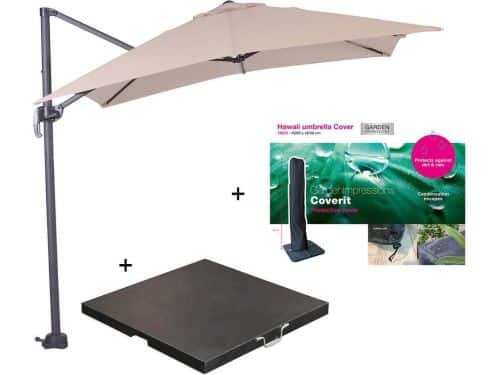 Garden Impressions Hawaii zweefparasol S 250x250 - donker grijs/ecru met