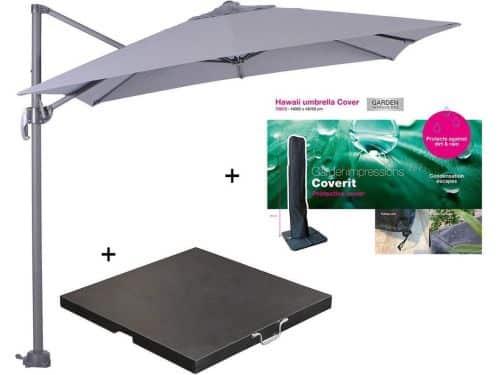 Garden Impressions Hawaii zweefparasol S 250x250 - donker grijs/licht grijs