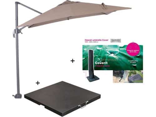 Garden Impressions Hawaii zweefparasol S 250x250 - donker grijs/taupe met