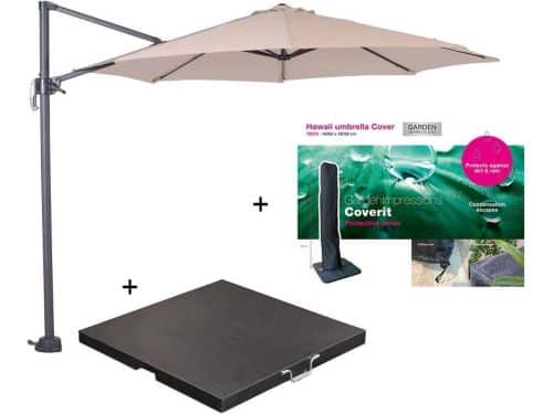 Garden Impressions Hawaii zweefparasol S Ø300 - donker grijs/ecru met