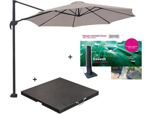 Garden Impressions Hawaii zweefparasol S Ø300 - donker grijs/zand met