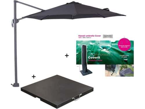 Garden Impressions Hawaii zweefparasol S Ø300 - donker grijs/zwart met
