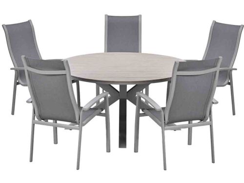 Garden Impressions Hilly tuinset 6-delig taupe - Tulli tuintafel Ø148x75