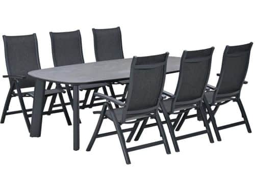 Garden Impressions Hilly tuinset 7-delig verstelbaar - Albano tuintafel 240x115