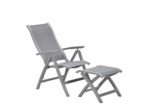 Garden Impressions Hilly tuinstoel verstelbaar taupe incl voetenbank