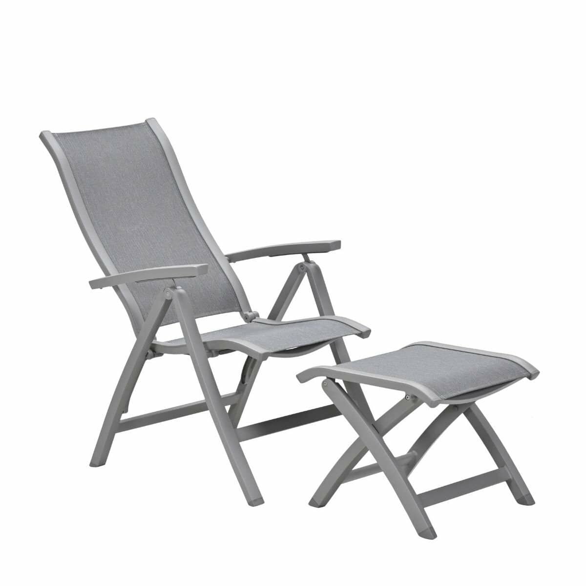 garden impressions hilly tuinstoel verstelbaar taupe incl voetenbank