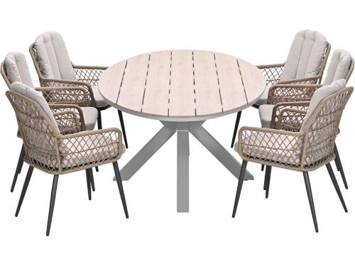 Garden Impressions Kalibo tuinset 7-delig - Tulli tuintafel 220x115 cm