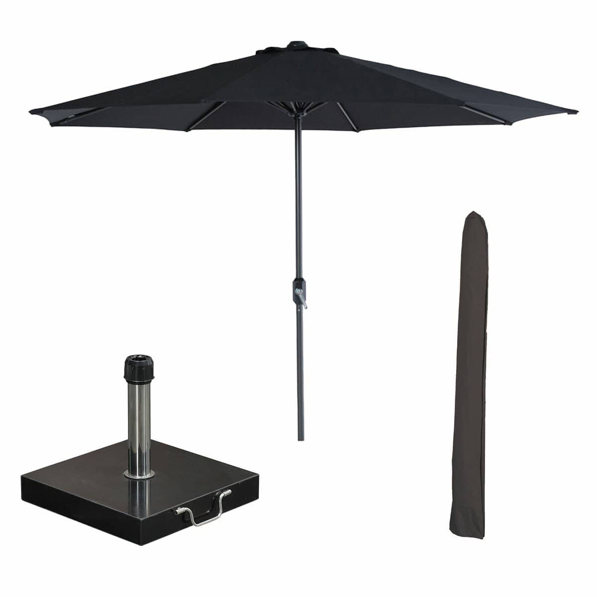 garden impressions lotus stokparasol Ø300 cm zwart incl 40