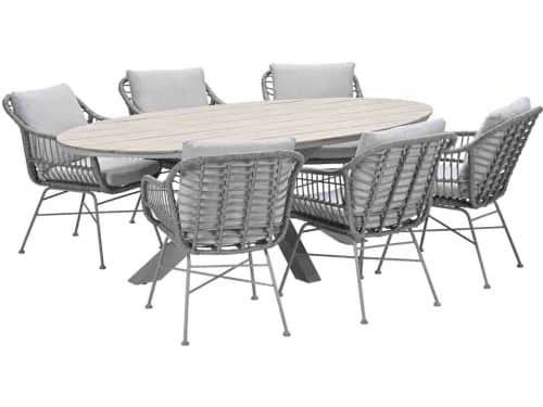 Garden Impressions Lucas tuinset 7-delig valley sand - Tulli tuintafel