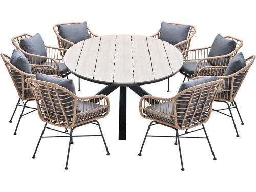 Garden Impressions Lucas tuinset 9-delig bruin - Tulli tuintafel ovaal