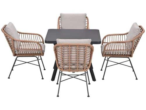 Garden Impressions Lucas tuinset bruin 5-delig - Mina tuintafel 90x90