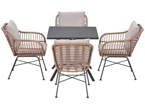 Garden Impressions Lucas tuinset bruin 5-delig - Rimini tuintafel 80x80