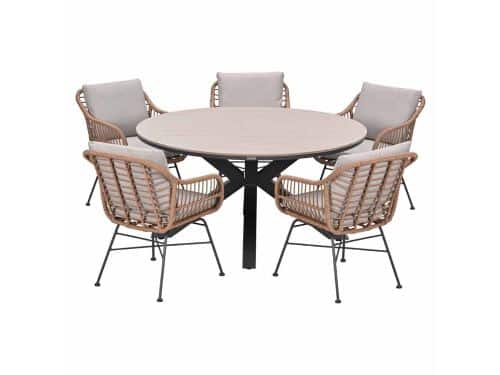 Garden Impressions Lucas tuinset bruin 6-delig - Tulli tuintafel light