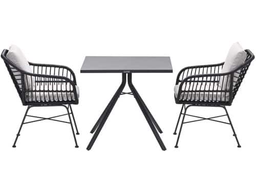 Garden Impressions Lucas tuinset zwart 3-delig - Rimini tuintafel 80x80