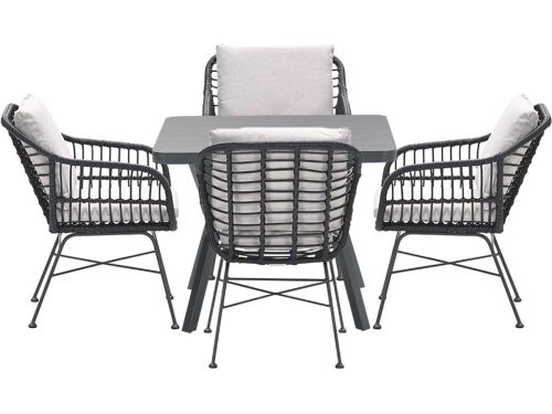 Garden Impressions Lucas tuinset zwart 5-delig - Mina tuintafel 90x90