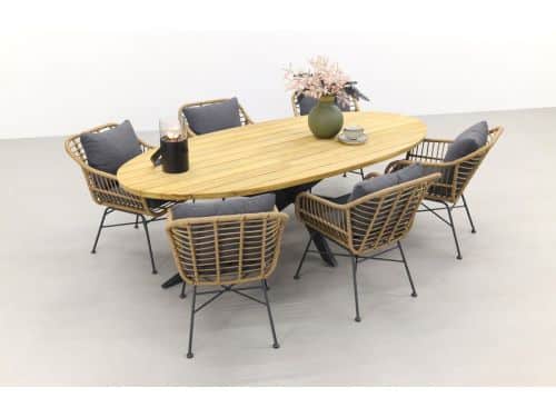 Garden Impressions Margriet natural/Taste Prado Ellips 240x115 cm. tuinset