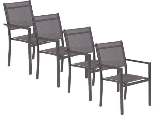 Garden Impressions Moon tuinstoel donker grijs - 4 stuks
