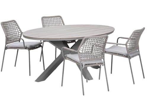 Garden Impressions Natas tuinset 5-delig taupe - Tulli tuintafel 180x115