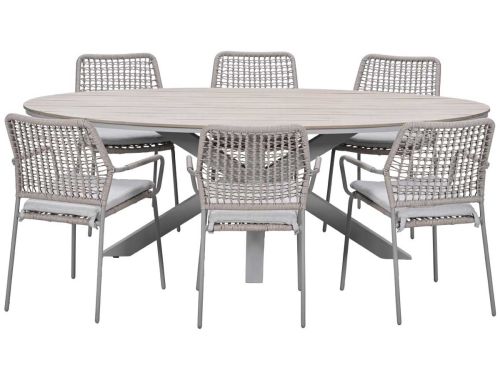 Garden Impressions Natas tuinset 7-delig taupe - Tulli tuintafel 220x115