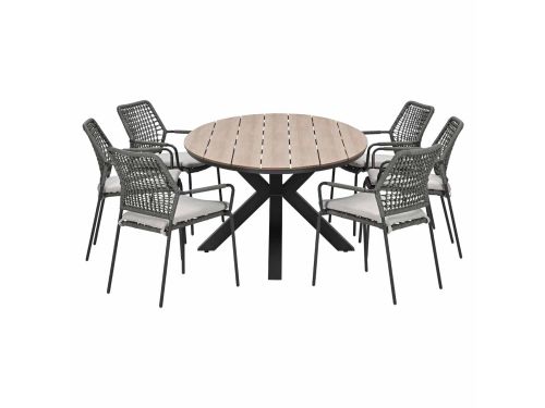 Garden Impressions Natas tuinset grijs 7-delig - Tulli tuintafel ovaal