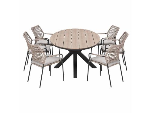 Garden Impressions Natas tuinset sand 7-delig - Tulli tuintafel ovaal